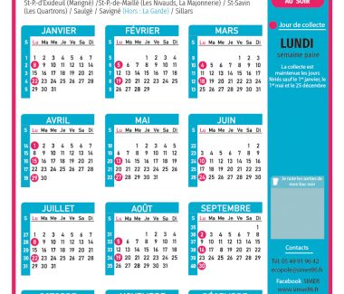 Modalités et calendriers de collecte de janvier à décembre 2024