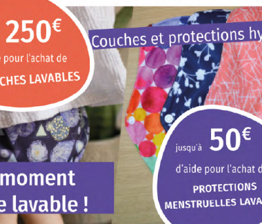 Aides à l'achat pour des couches et protections lavables